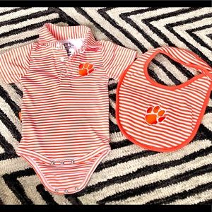 Clemson Tigers onesie and bib
